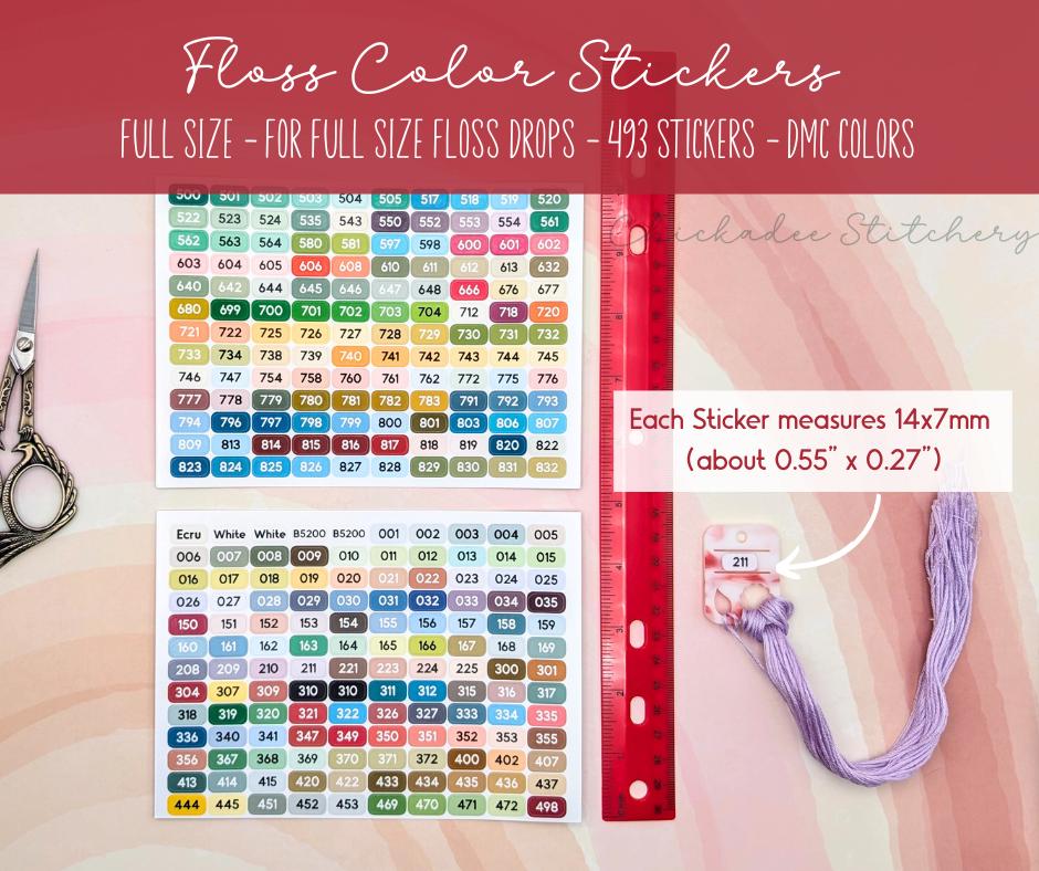 Full Size DMC Floss Color Labels for Floss Drops - Set of 493 stickers