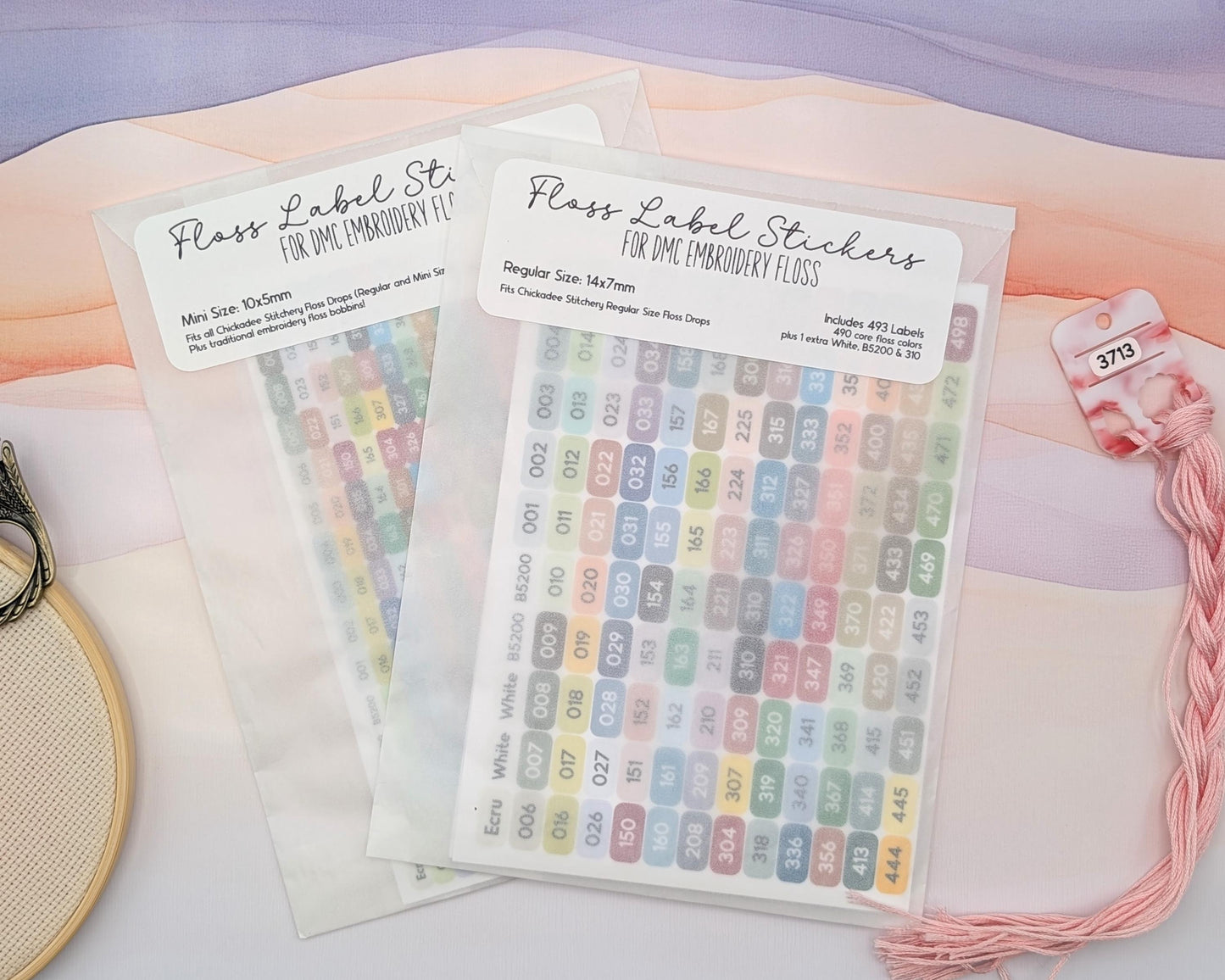 Full Size DMC Floss Color Labels for Floss Drops - Set of 493 stickers