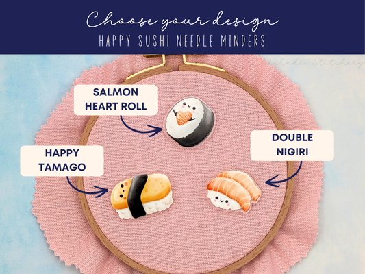 Happy Sushi Needle Minders for Cross Stitch & Embroidery