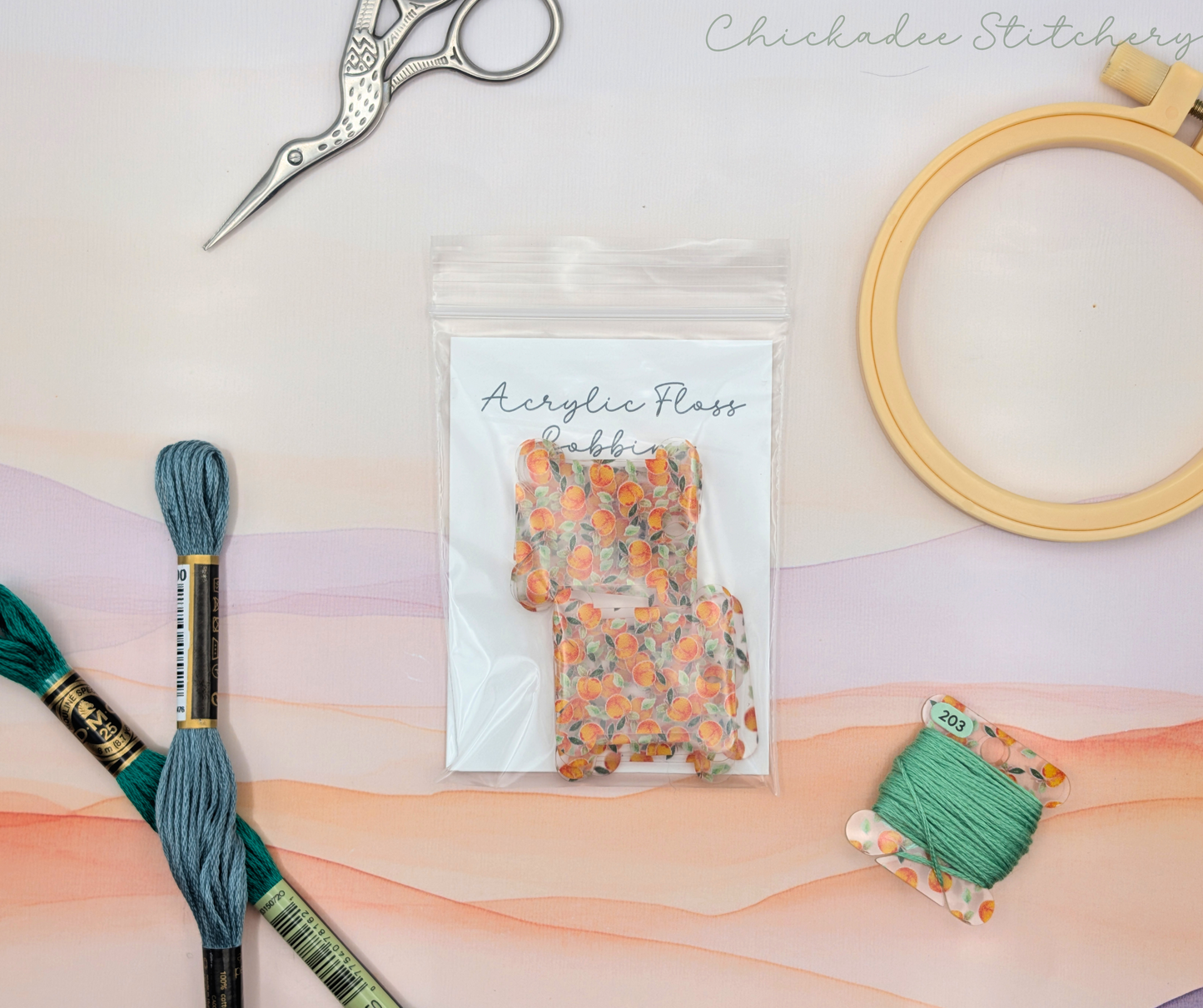 Acrylic Embroidery Floss Bobbins - Set of 10