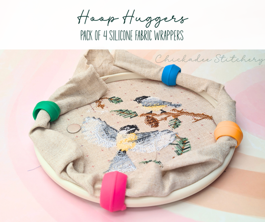 Hoop Huggers - Set of 4 Silicone Embroidery Hoop Wrappers, Fabric Management Accessories