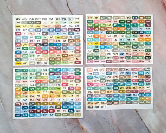 DMC Floss Color Labels for Floss Drops - Set of 493 stickers