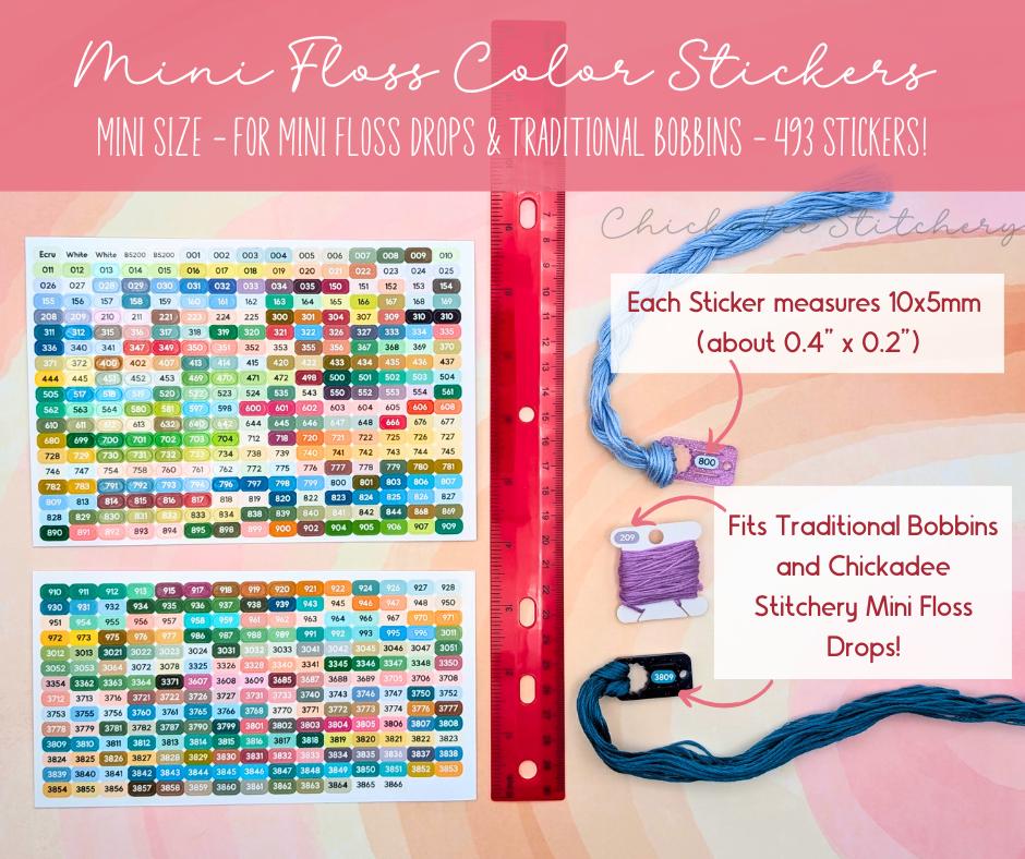 Mini DMC Floss Color Labels for Floss Drops & Traditional Bobbins - Set of 493 stickers
