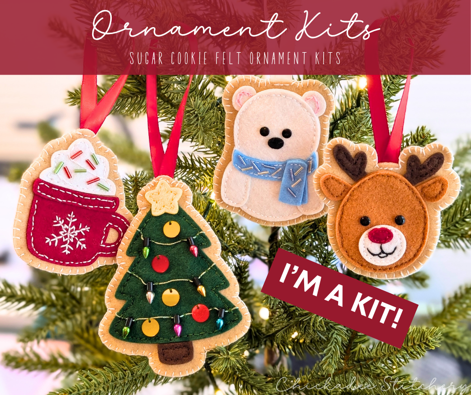 Sugar Cookie Felt Ornament Kits: Reindeer, Polar Bear, Christmas Tree, Hot Cocoa Mug