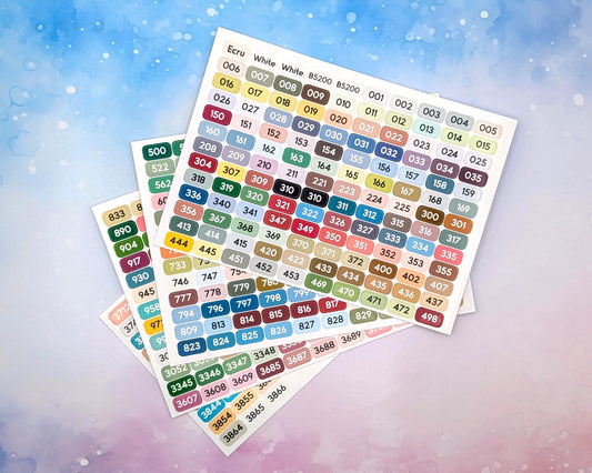 Full Size DMC Floss Color Labels for Floss Drops - Set of 493 stickers