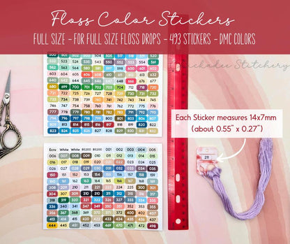 DMC Floss Color Labels for Floss Drops - Set of 493 stickers