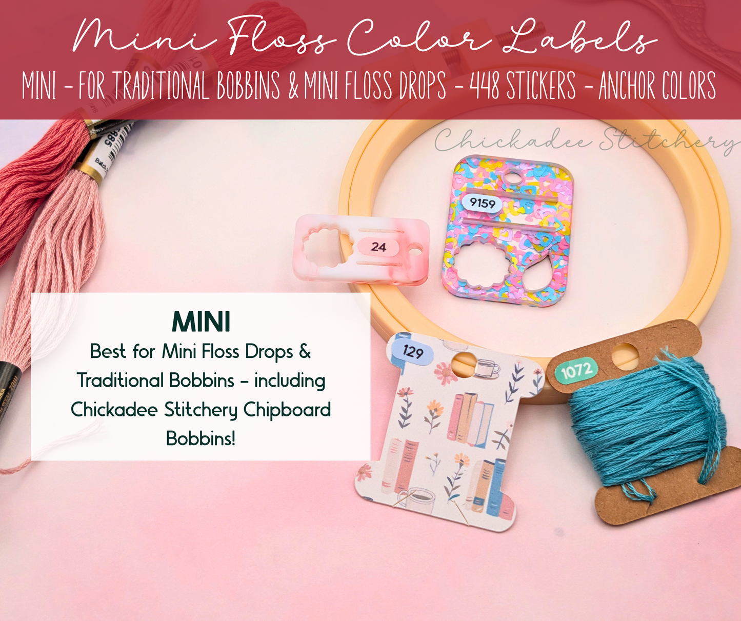 Anchor Floss Color Labels for Bobbins and Floss Drops - Set of 448 stickers
