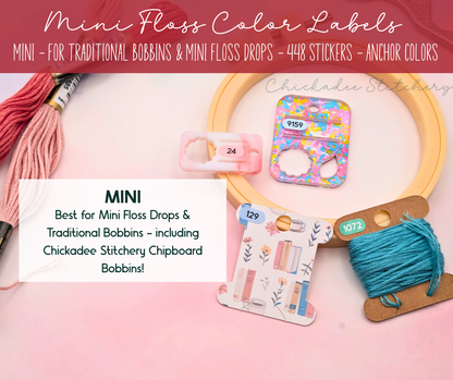 Anchor Floss Color Labels for Bobbins and Floss Drops - Set of 448 stickers