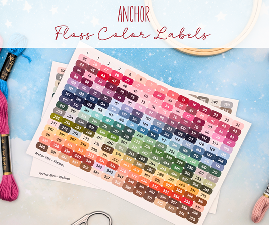 Anchor Floss Color Labels for Bobbins and Floss Drops - Set of 448 stickers