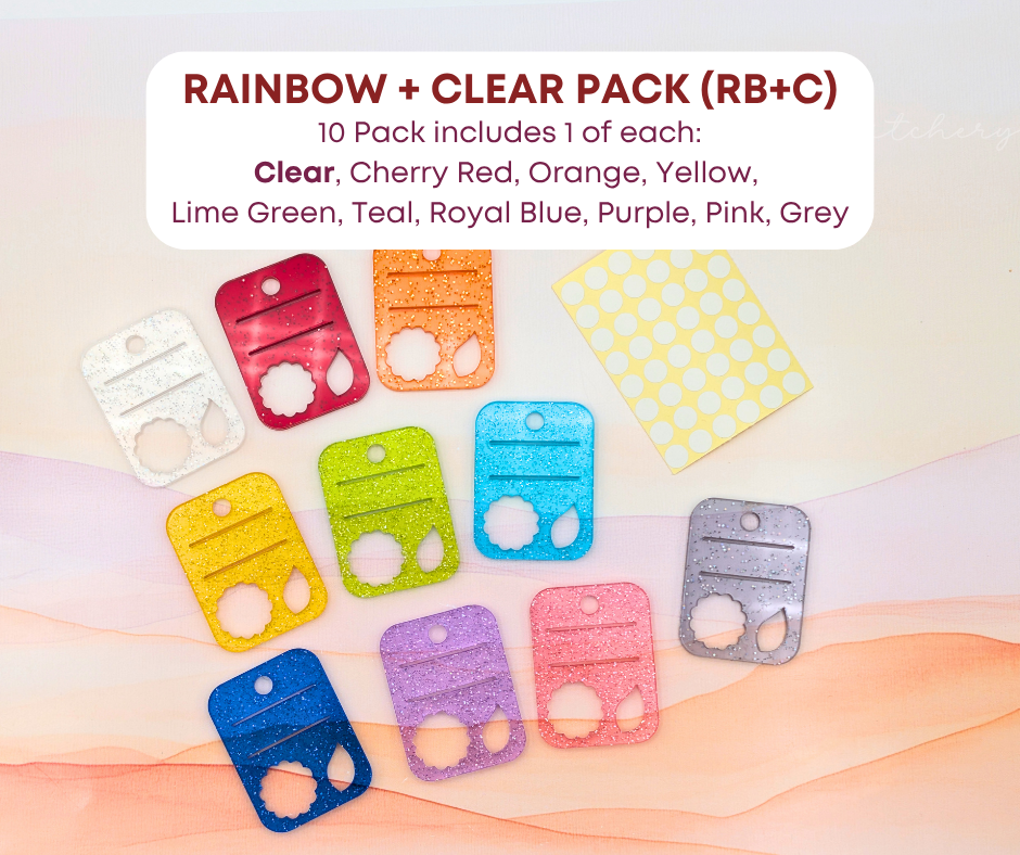 Glitter Jelly Floss Drops - Set of 10 Acrylic Embroidery Floss Holders