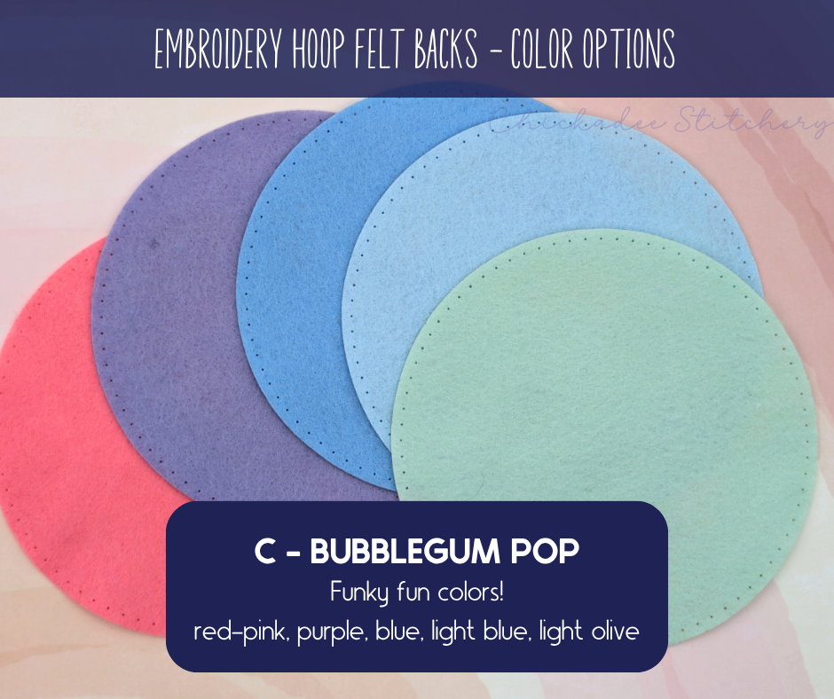 Embroidery Hoop Felt Backs with Pre-Cut Blanket Stitch Holes - Pack of 5