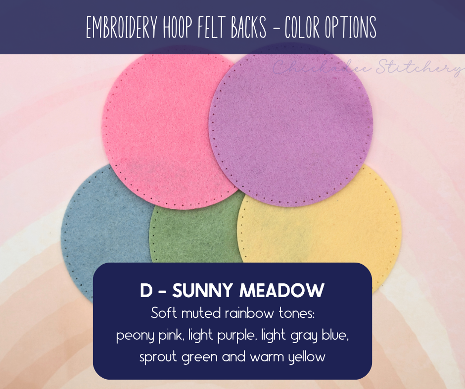 Embroidery Hoop Felt Backs with Pre-Cut Blanket Stitch Holes - Pack of 5