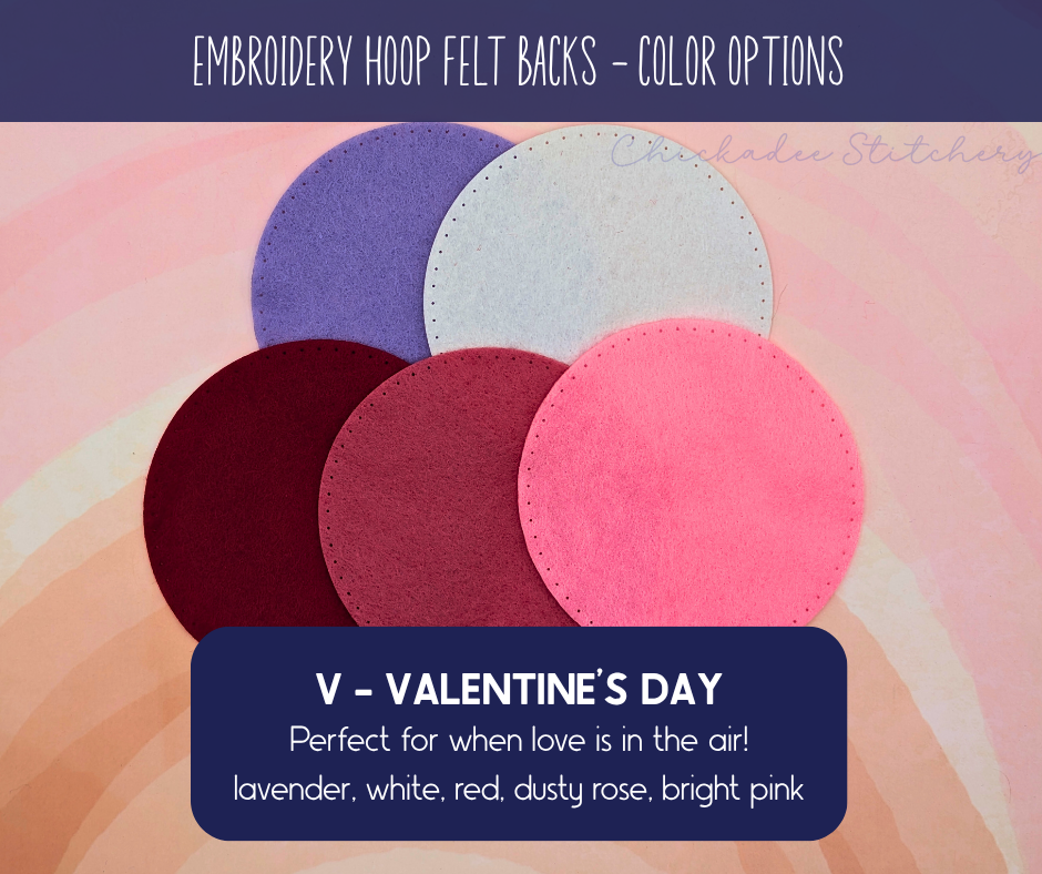 Embroidery Hoop Felt Backs with Pre-Cut Blanket Stitch Holes - Pack of 5
