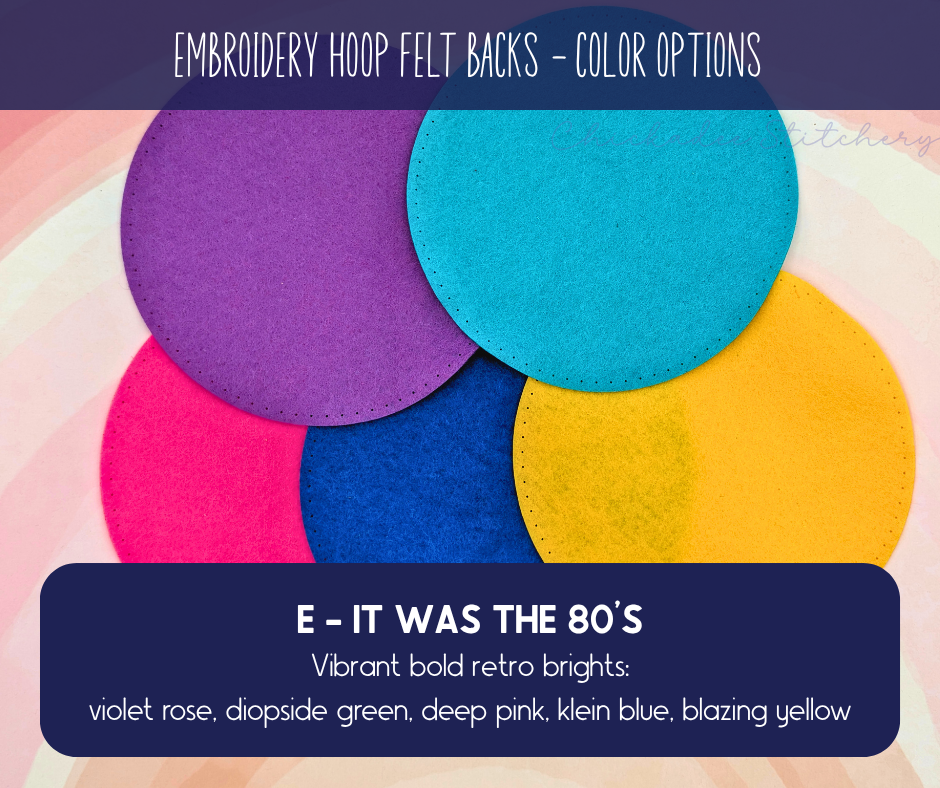 Embroidery Hoop Felt Backs with Pre-Cut Blanket Stitch Holes - Pack of 5