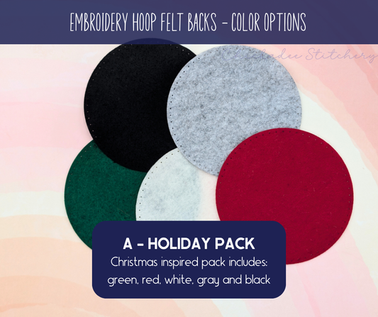 Embroidery Hoop Felt Backs with Pre-Cut Blanket Stitch Holes - Pack of 5