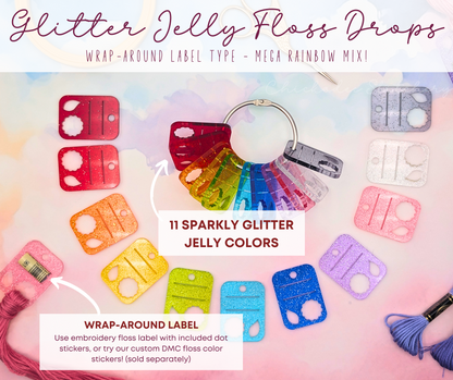 Bulk Glitter Jelly Acrylic Floss Drops: Mega Rainbow Mix