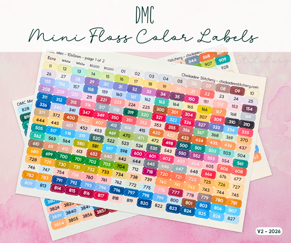 DMC Floss Color Labels for Floss Drops & Bobbins (Solid Colors)