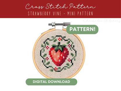 Strawberry Vine - Mini Cross Stitch Pattern Digital Download
