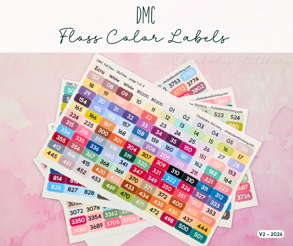 DMC Floss Color Labels for Floss Drops & Bobbins (Solid Colors)