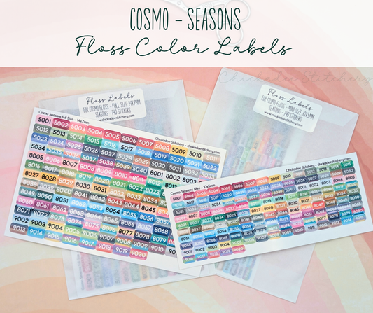 COSMO Seasons (Variegated) Color Labels - 140 Glossy Stickers for Floss Drops and Bobbins