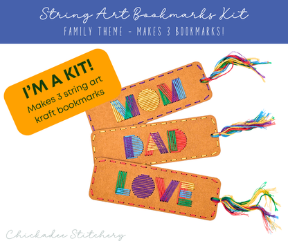 String Art Bookmarks Kit: Mom, Dad, Love