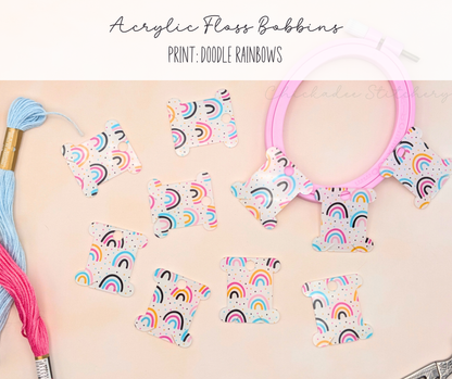 Acrylic Embroidery Floss Bobbins - Set of 10