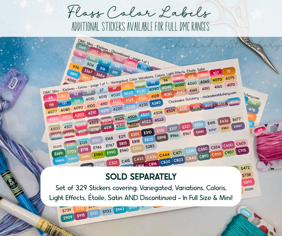 DMC Floss Color Labels for Floss Drops & Bobbins (Solid Colors)