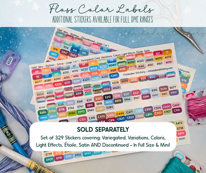 DMC Floss Color Labels for Floss Drops & Bobbins (Solid Colors)