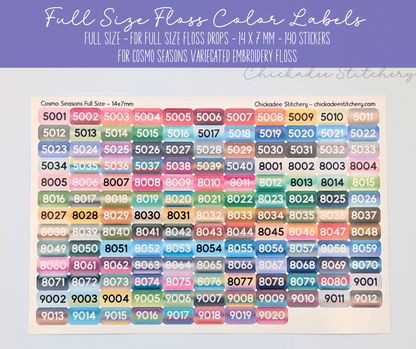 COSMO Seasons (Variegated) Color Labels - 140 Glossy Stickers for Floss Drops and Bobbins