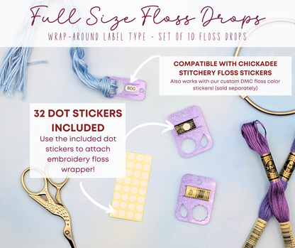 Glitter Jelly Floss Drops - Set of 10 Acrylic Embroidery Floss Holders