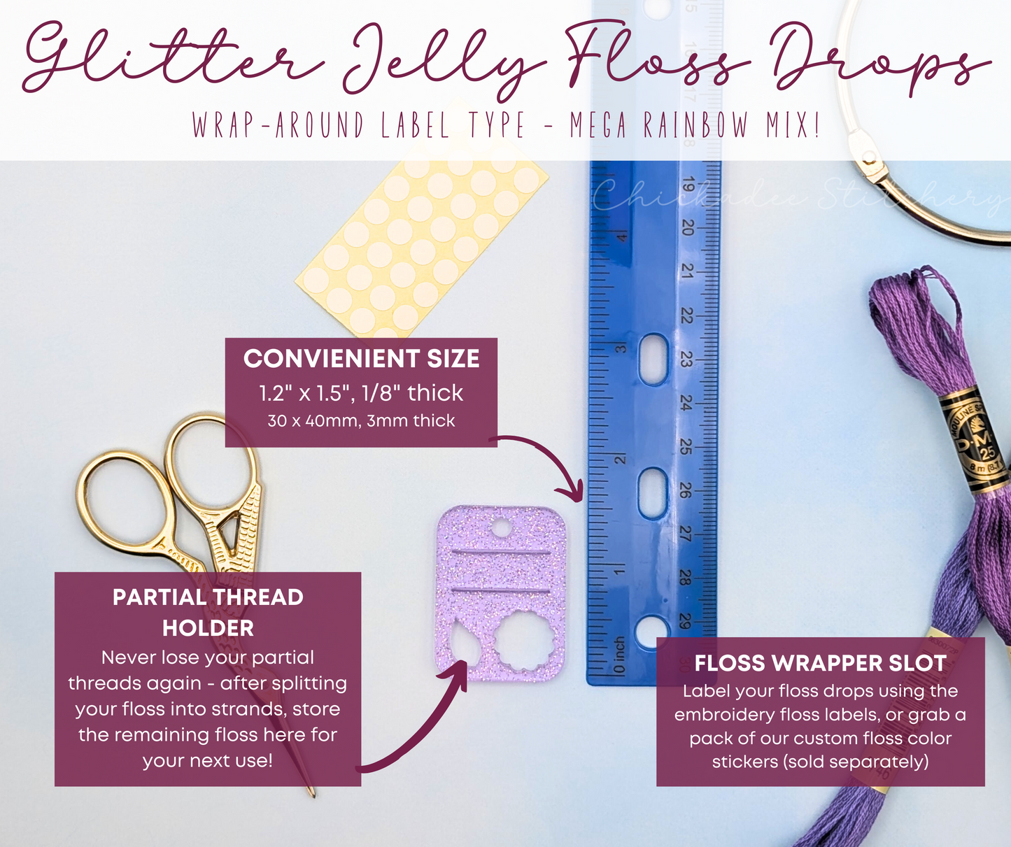 Bulk Glitter Jelly Acrylic Floss Drops: Mega Rainbow Mix