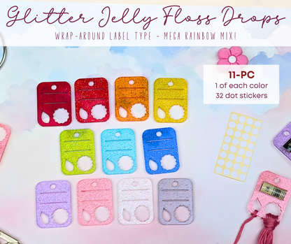 Bulk Glitter Jelly Acrylic Floss Drops: Mega Rainbow Mix