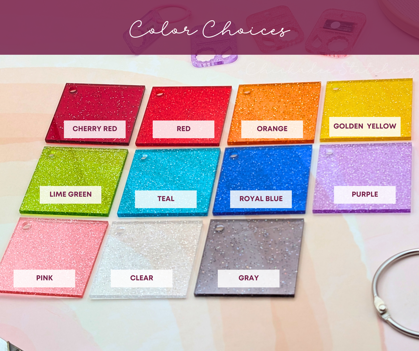 Glitter Jelly Floss Drops - Set of 10 Acrylic Embroidery Floss Holders