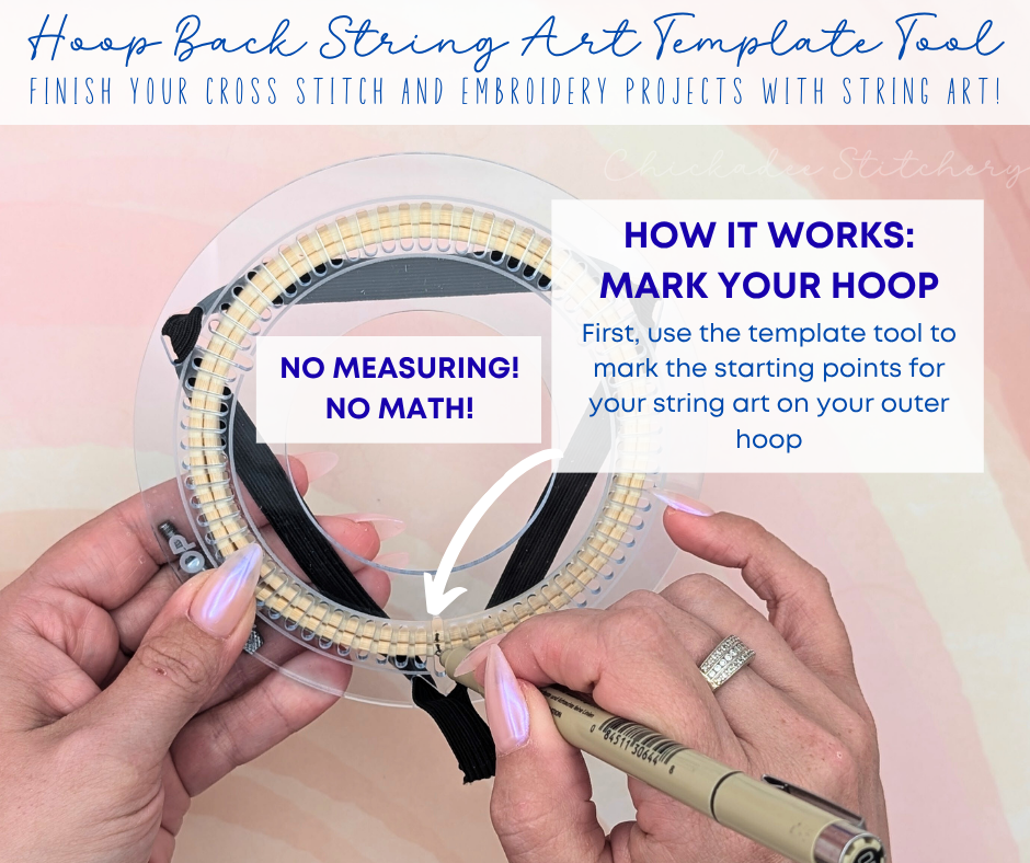 Hoop Back String Art Template Tool: Cross Stitch & Embroidery Finish
