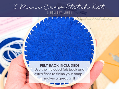 Mini Cross Stitch Kit: Blueberry Bunch 3"
