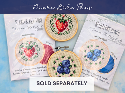 Mini Cross Stitch Kit: Blueberry Bunch 3"
