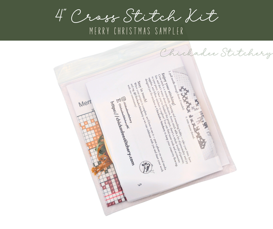 Merry Christmas Sampler 4" Cross Stitch Kit