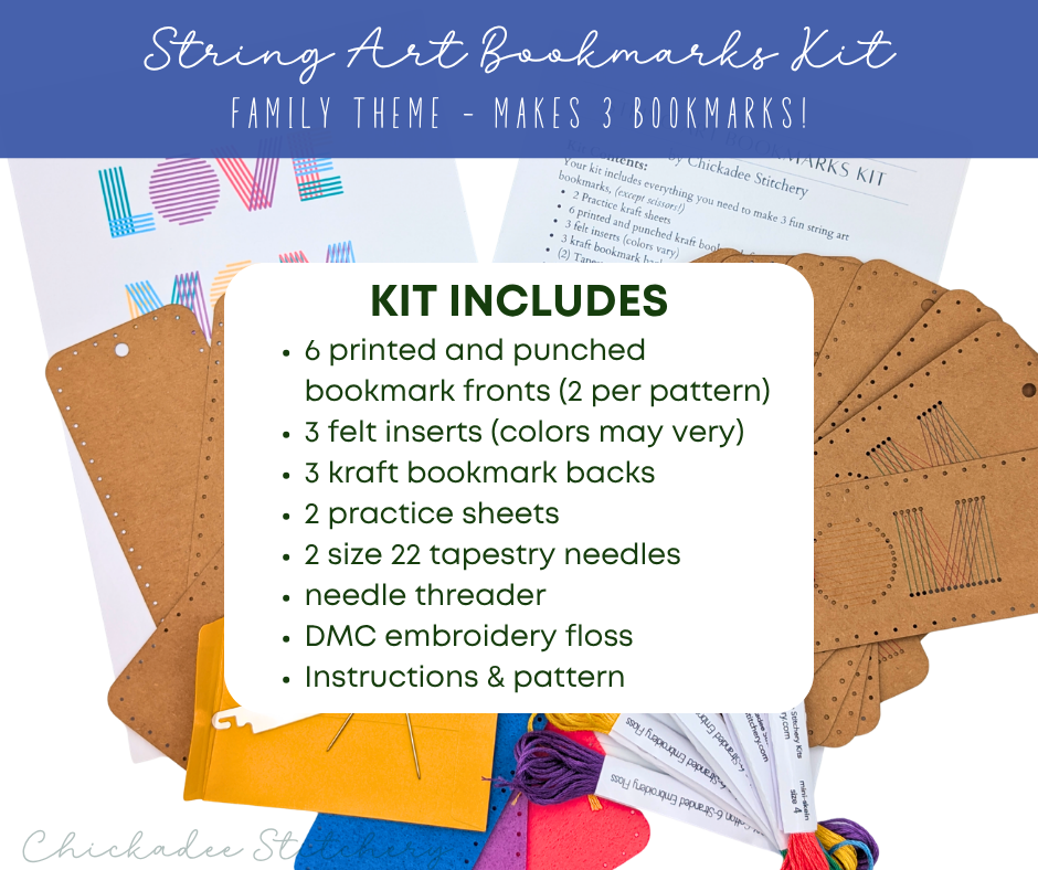 String Art Bookmarks Kit: Mom, Dad, Love