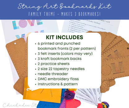 String Art Bookmarks Kit: Mom, Dad, Love