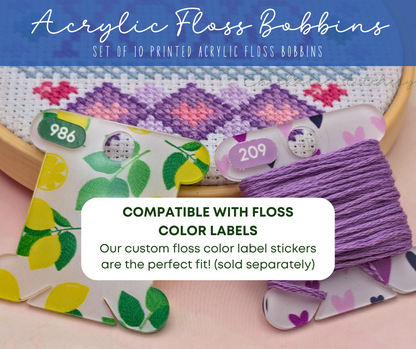 Acrylic Embroidery Floss Bobbins - Set of 10
