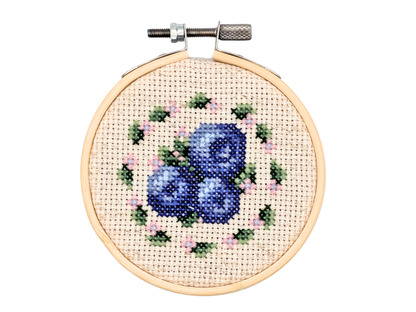 Mini Cross Stitch Kit: Blueberry Bunch 3"