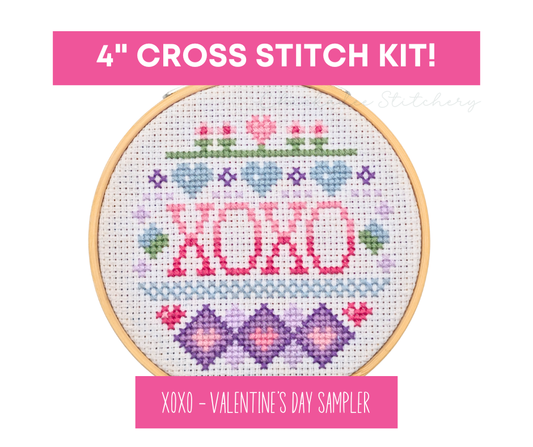 Cross Stitch Kit: XOXO Valentine's Day Sampler - 4"