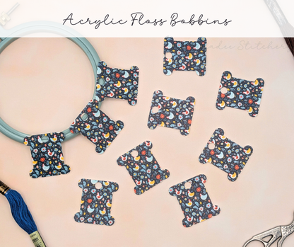 Acrylic Embroidery Floss Bobbins - Set of 10