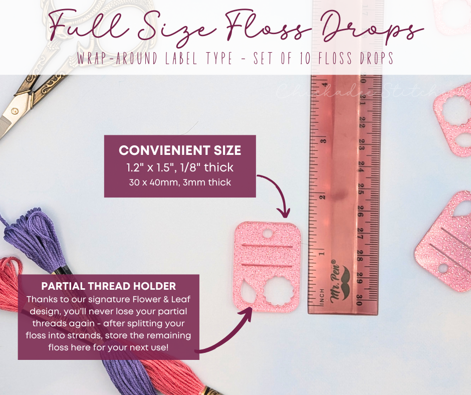 Glitter Jelly Floss Drops - Set of 10 Acrylic Embroidery Floss Holders