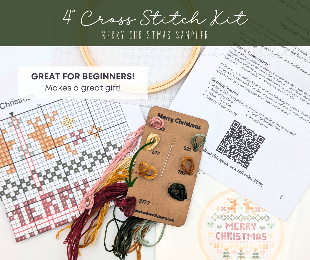 Merry Christmas Sampler 4" Cross Stitch Kit