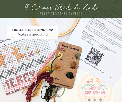 Merry Christmas Sampler 4" Cross Stitch Kit