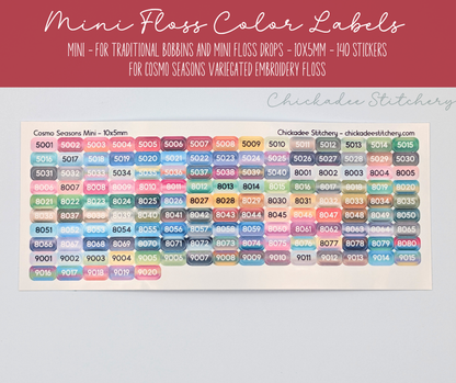 COSMO Seasons (Variegated) Color Labels - 140 Glossy Stickers for Floss Drops and Bobbins