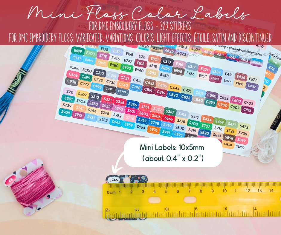 DMC Color Labels: Variegated, Variations, Coloris, Light Effects, Étoile, Satin & Discontinued Floss Colors
