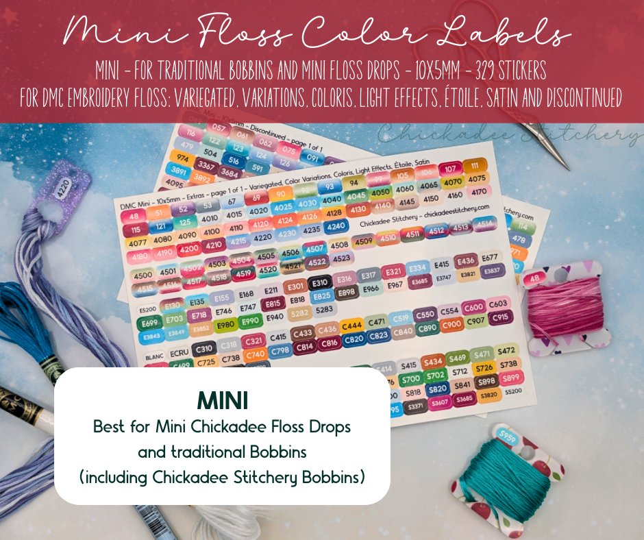 DMC Color Labels: Variegated, Variations, Coloris, Light Effects, Étoile, Satin & Discontinued Floss Colors
