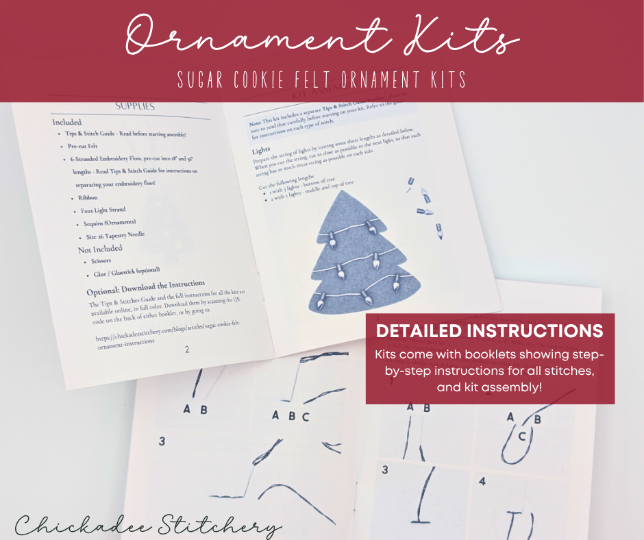 Sugar Cookie Felt Ornament Kits: Reindeer, Polar Bear, Christmas Tree, Hot Cocoa Mug